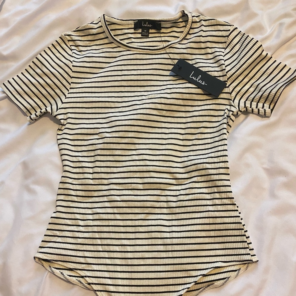 White and Black Striped Lulu’s bodysuit. Size M.